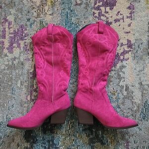 Hot Pink Faux Suede Women's Western Cowboy Boots Size 9